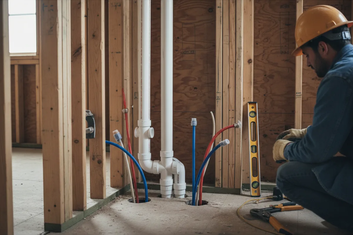 Drain and supply rough-in during Drain Cleaning in Glen Alpine