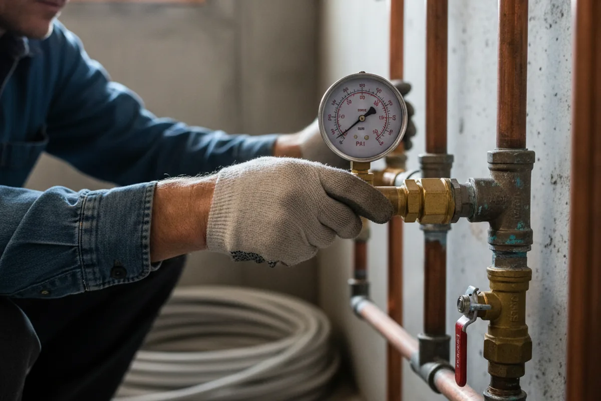 Pressure testing a repaired line during Water Line Repair in Glen Alpine