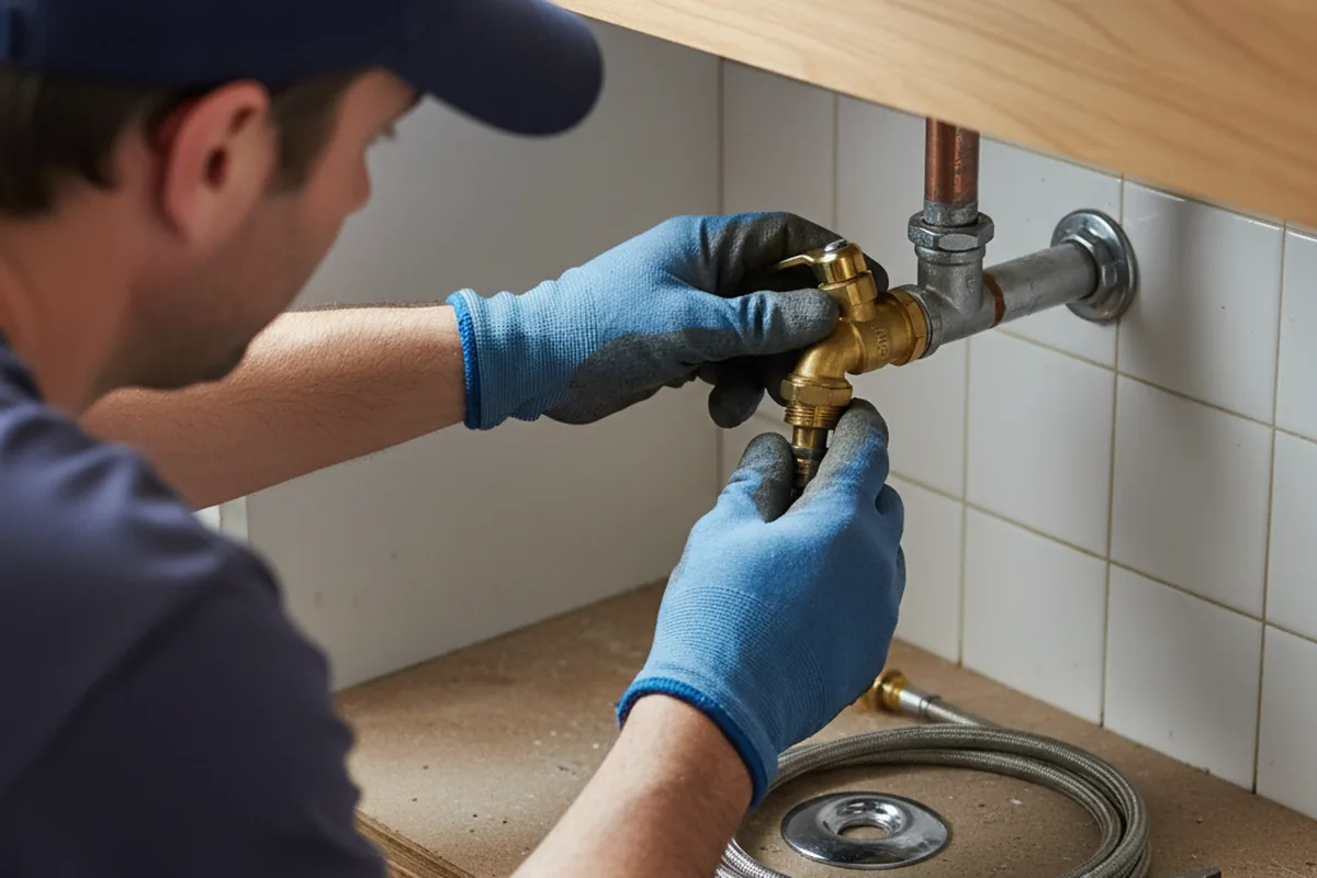 Shutoff valve and fitting work during Burst Pipe Repair in Glen Alpine